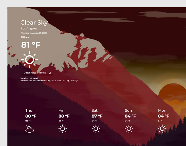 weather app screenshot